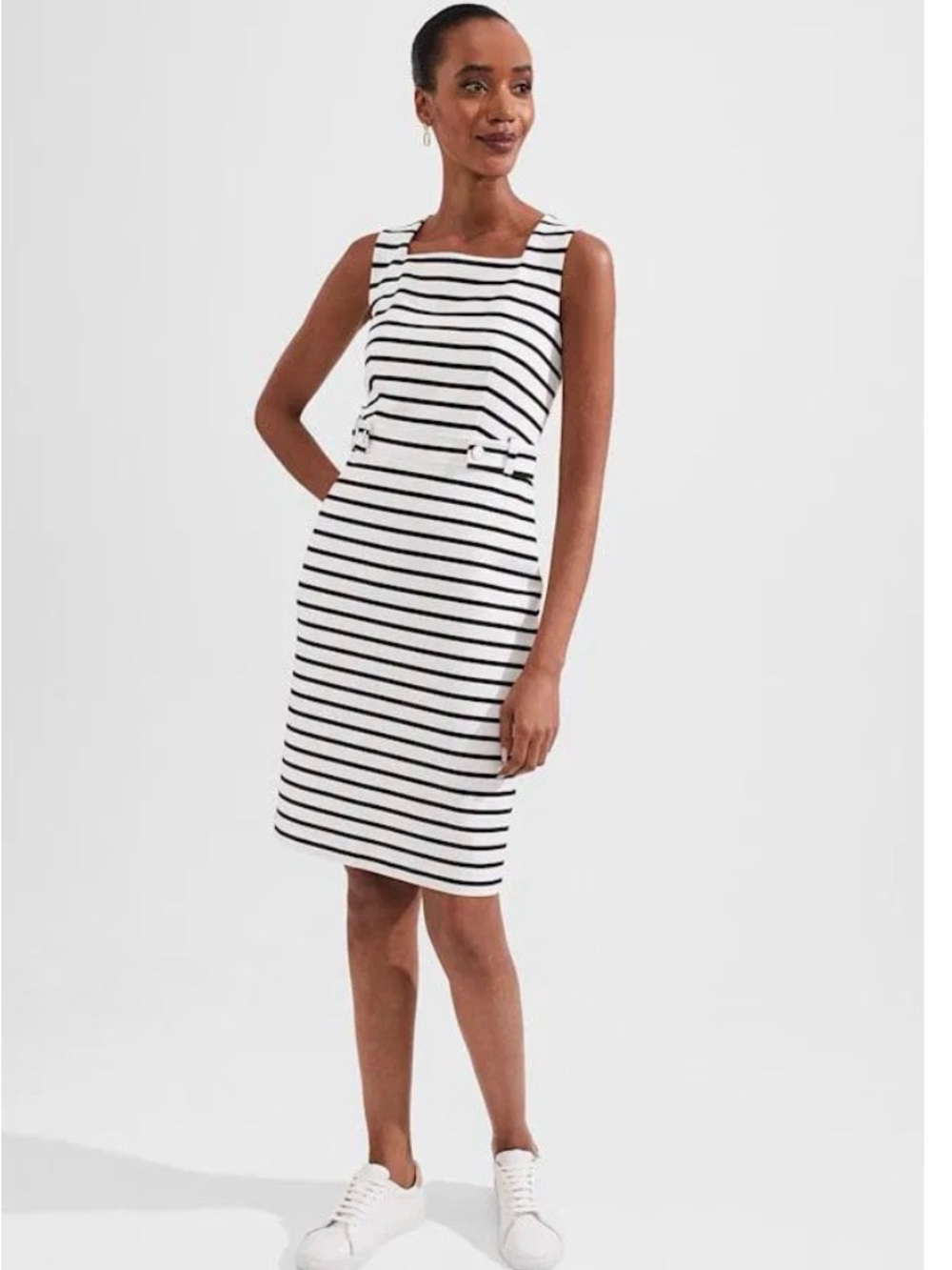 Hobbs Classic Black & White Striped Sleeveless Sheath Dress